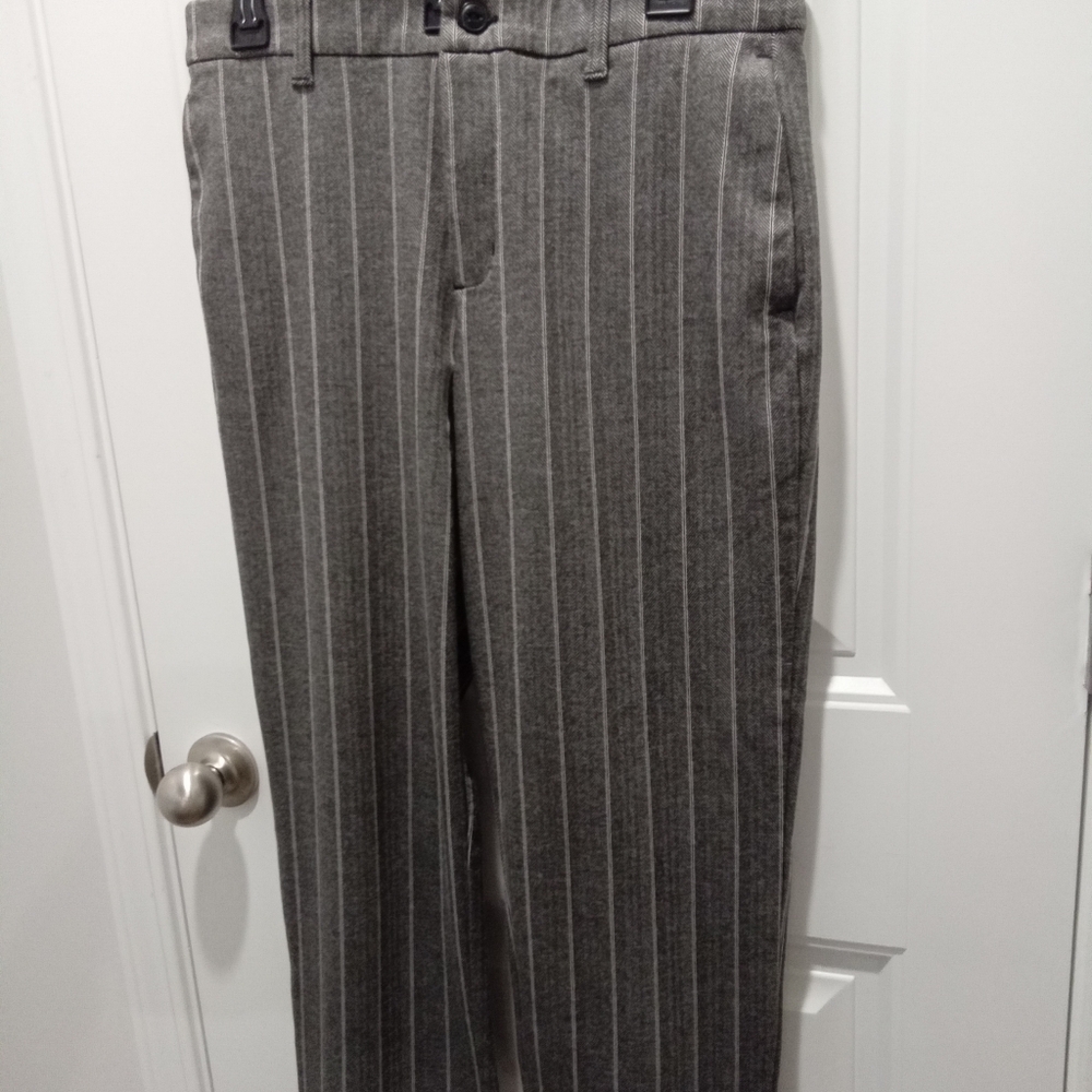 Lee Size 12 M Comfort Waistband Gray and White Striped Casual Straight Leg Pants